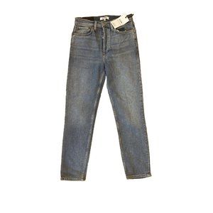 RE/DONE Ladies Blue Cotton Button Fly Jeans Size 26 90's High waist ankle crop